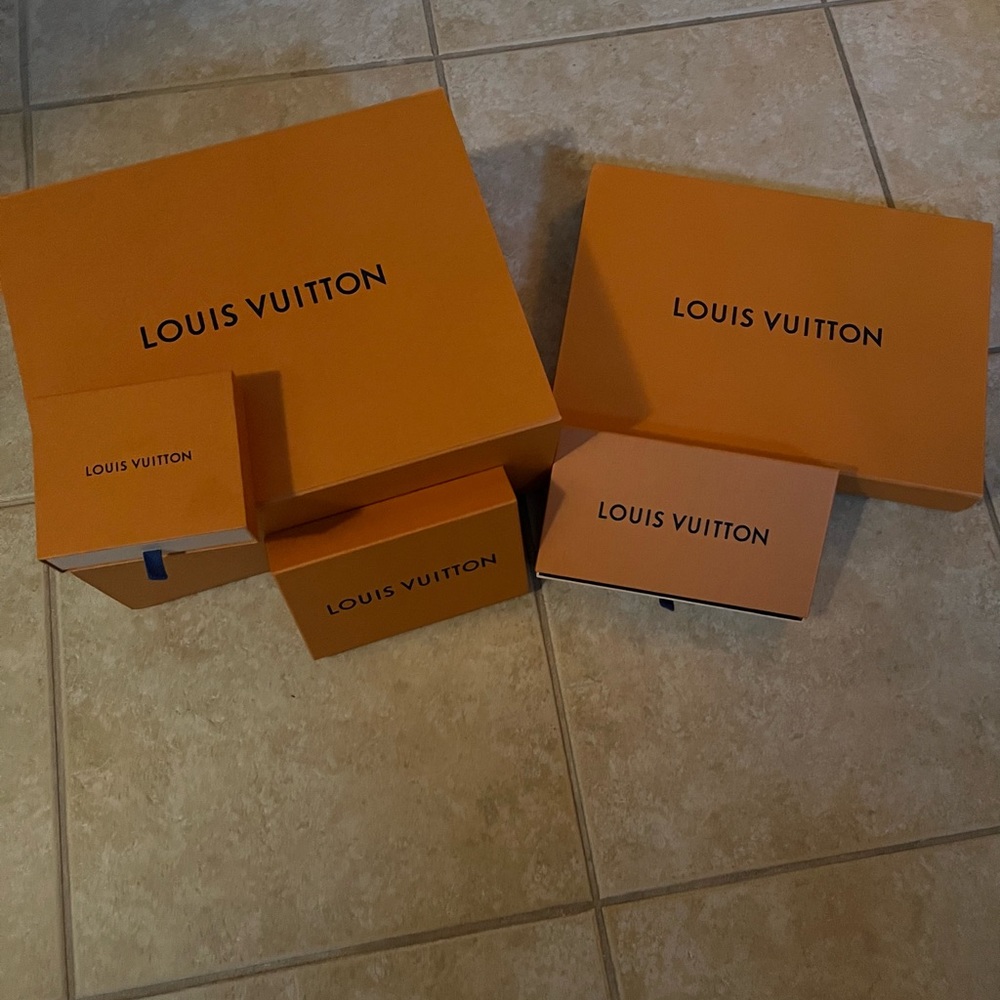 Set of 4 Louis Vuitton boxes. Large box NOT included